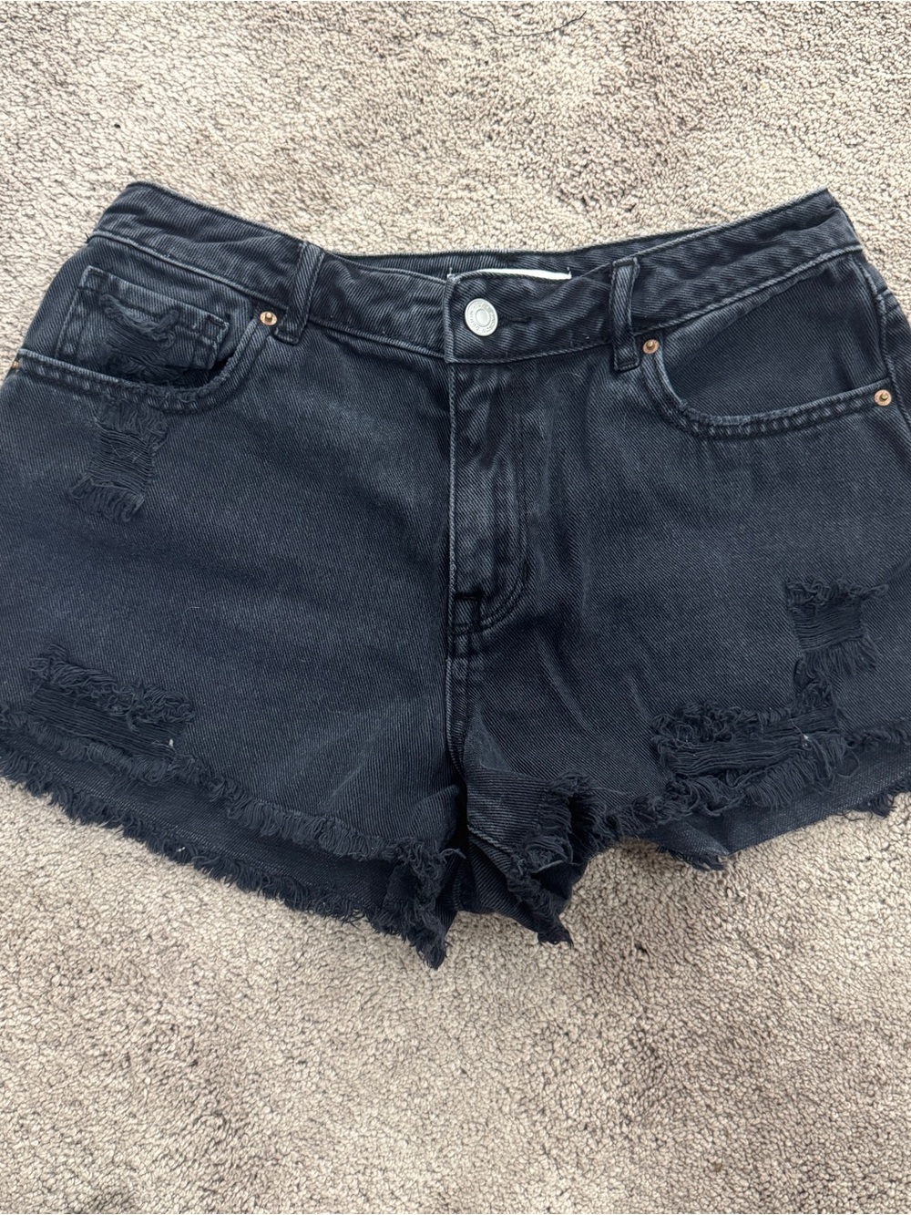 PacSun Black Distressed High-Rise Festival Cutoff Shorts